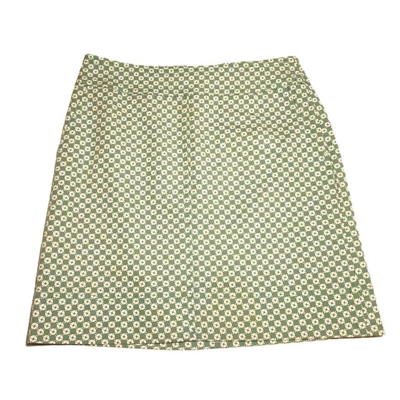 Talbots Dresses & Skirts - Talbots A-Line Skirt Green & White Geometric Print Pockets Lined Womens Size 4